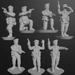 10 & 15mm British Infantry in Berets with Pistols (7 poses)