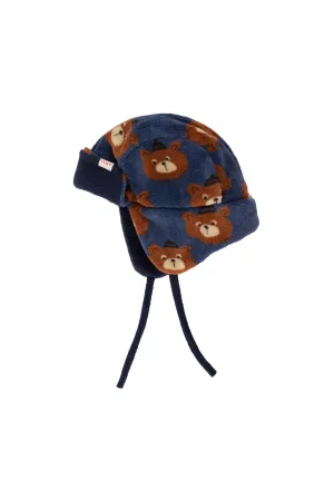 Bears Earflap Beanie in Light Navy