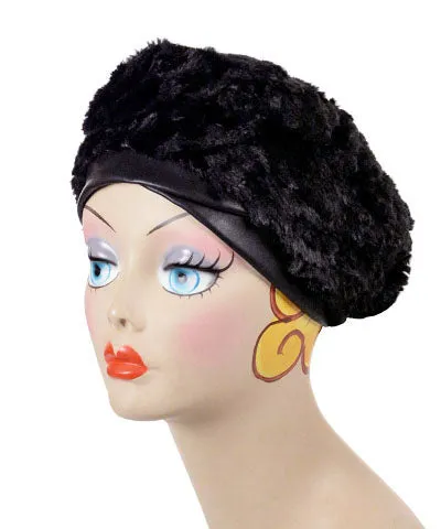 Beret, Reversible - Luxury Faux Fur Savannah Cat in Gray (One Large Left!)