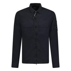 CP COMPANY  'TAYLON L' LENS ZIP UP OVERSHIRT NAVY BLUE