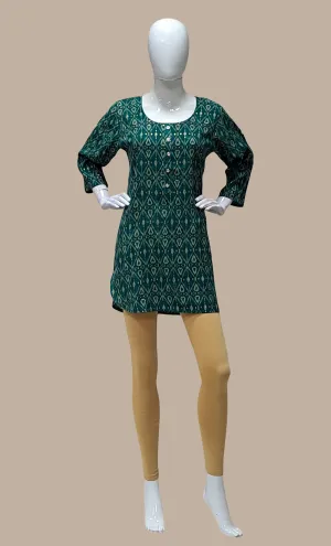 Deep Green Printed Kurti Top