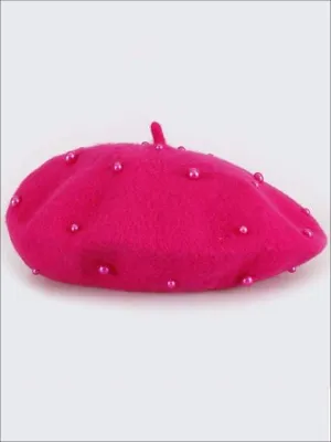 Girls Preppy Fuchsia Beret