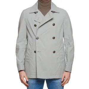 KITON KIRED Gray Super Stretch Fabric DB Unlined Pea Coat EU 48 US S