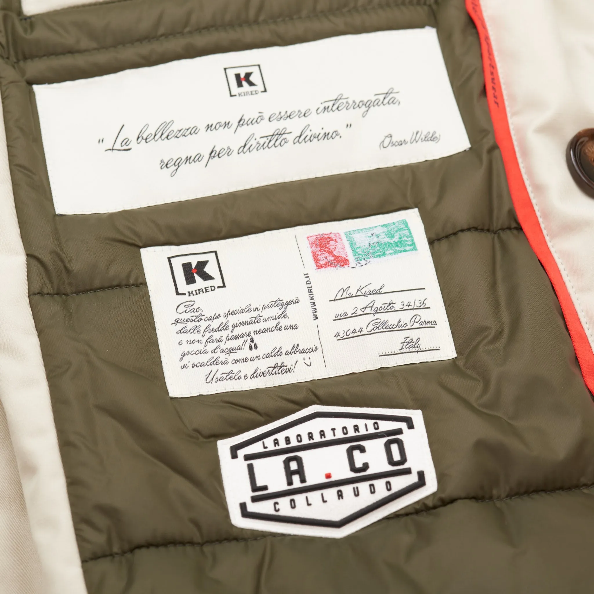 KITON KIRED "Oglio" Primaloft Off-White Padded DB Pea Coat Jacket