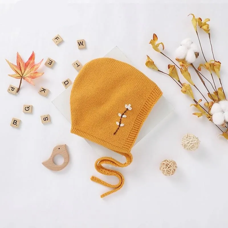 Knitted Flower Bonnet