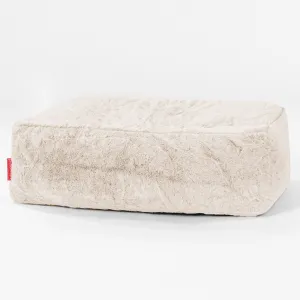 Large Footstool - Fluffy Faux Fur Rabbit White