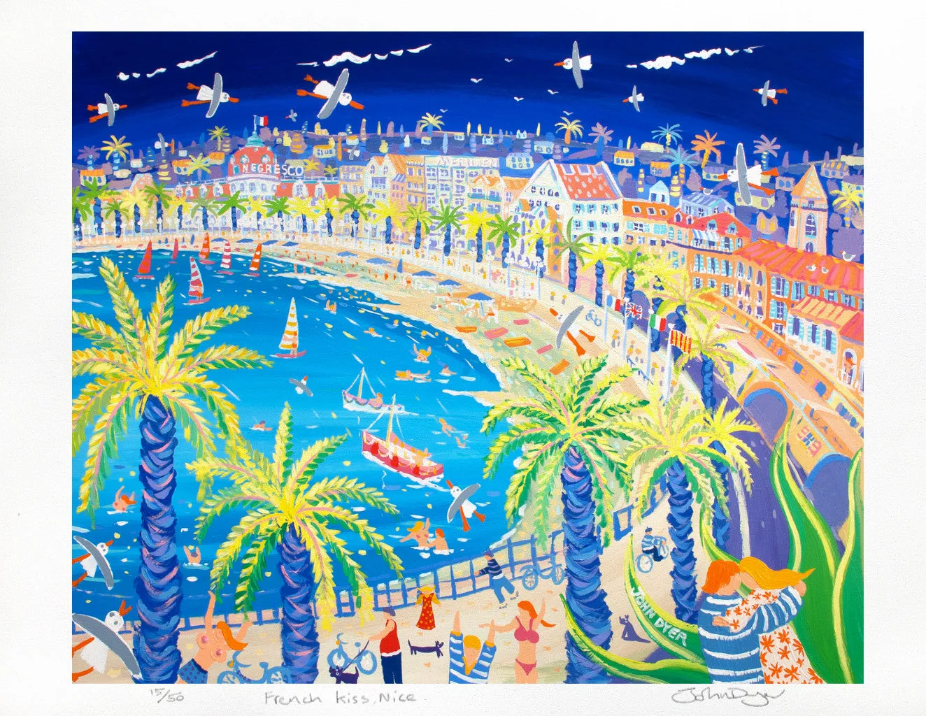 Limited Edition French Print by John Dyer. 'French Kiss, Nice'.
