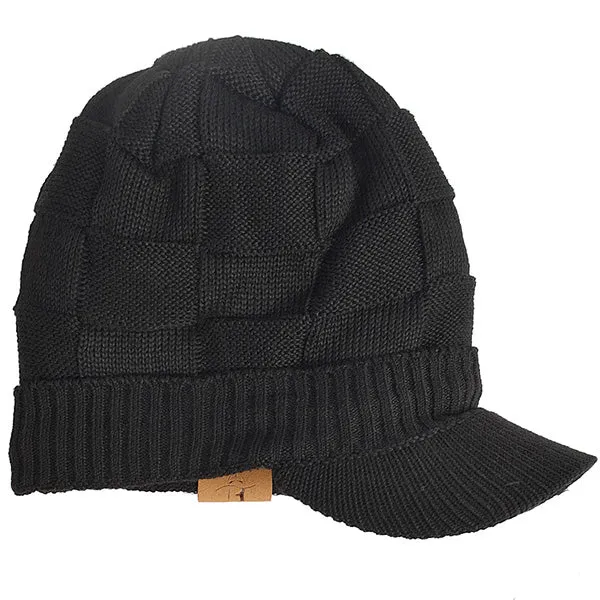 Men Knit Beanie Visor Hats for Winter B322