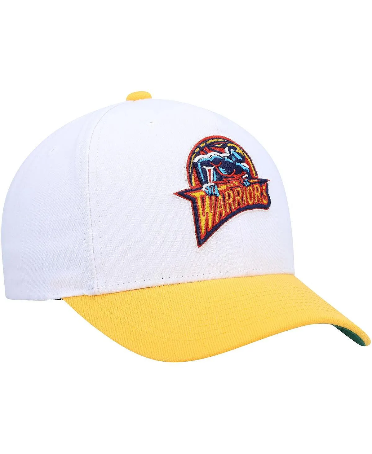 Mitchell & Ness Men's White and Gold Golden State Warriors Hardwood Classics Core 2-Tone 2.0 Pro Snapback Cap