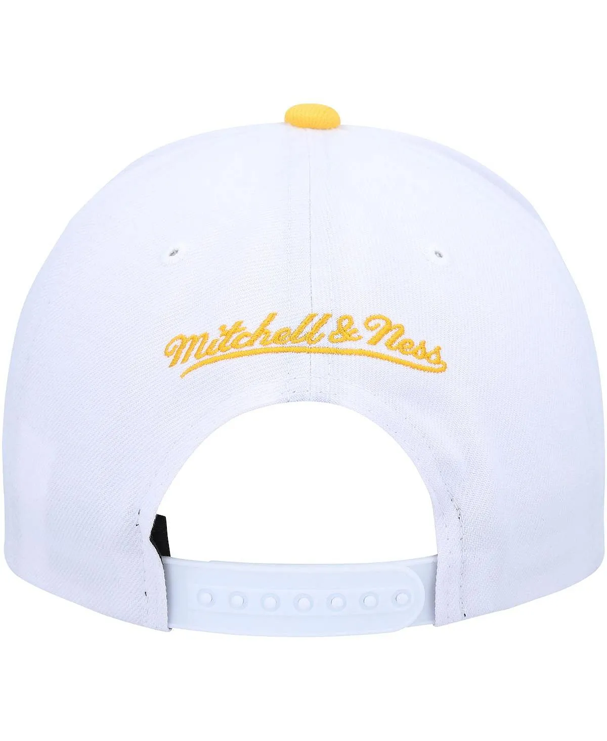 Mitchell & Ness Men's White and Gold Golden State Warriors Hardwood Classics Core 2-Tone 2.0 Pro Snapback Cap