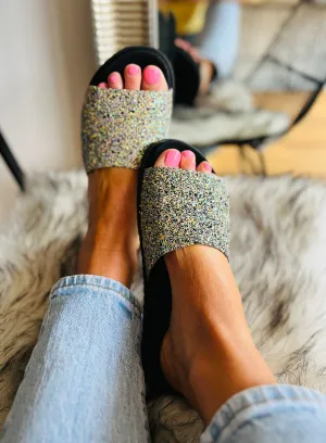 Press Sample Miley Citrus Glitter Slider sandals