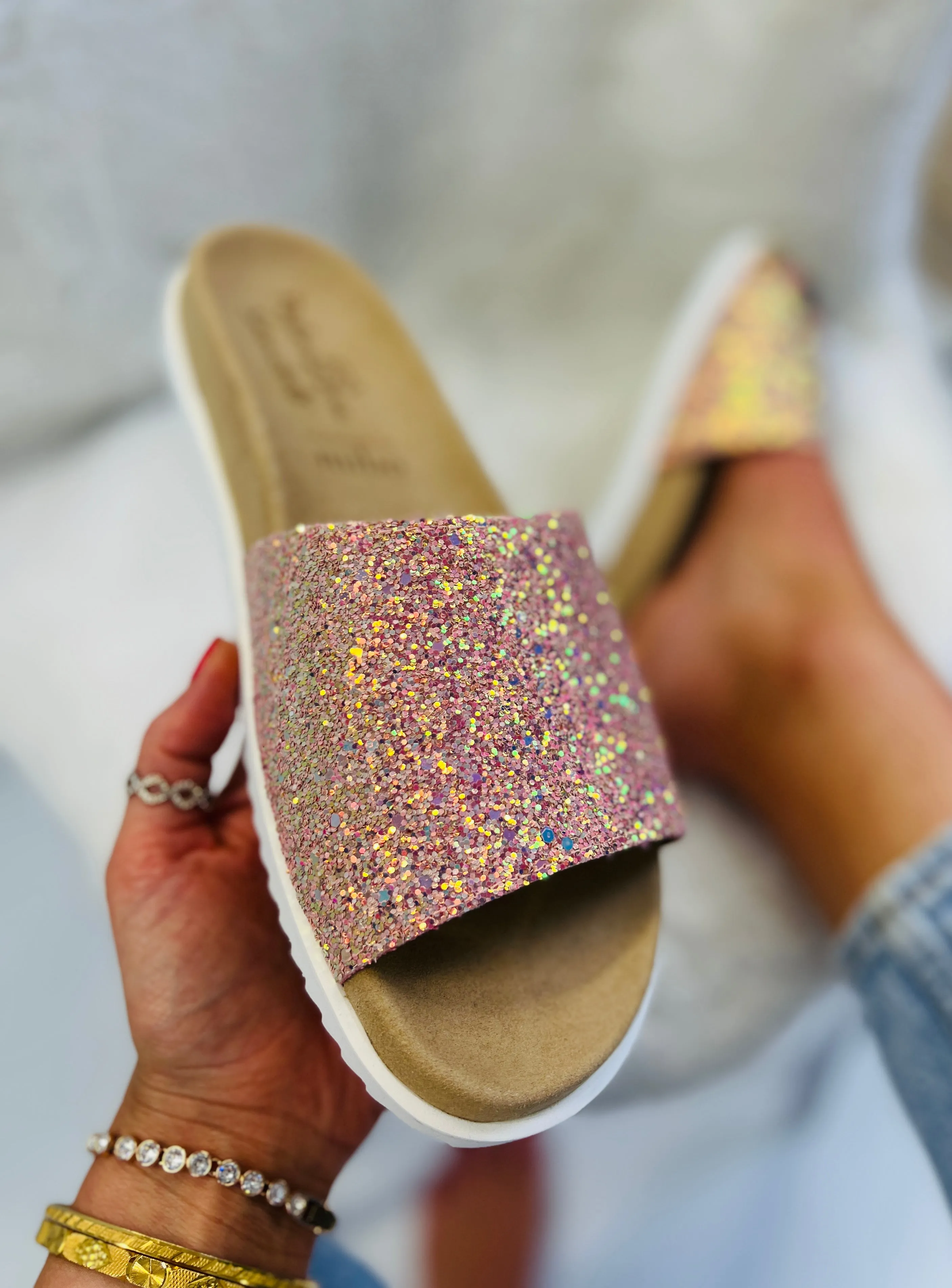 Sample Ella Glitter Slider sandals