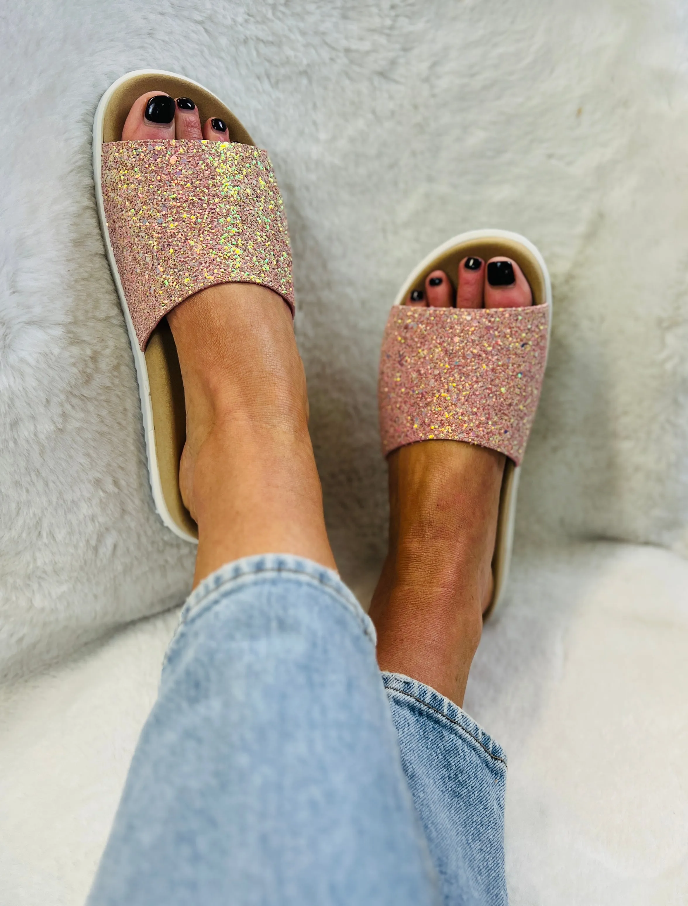 Sample Ella Glitter Slider sandals