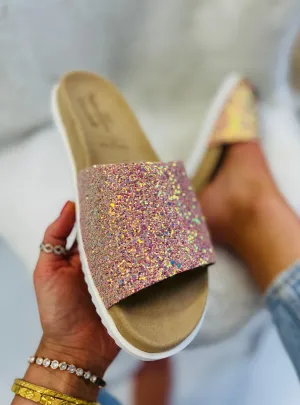 Sample Ella Glitter Slider sandals