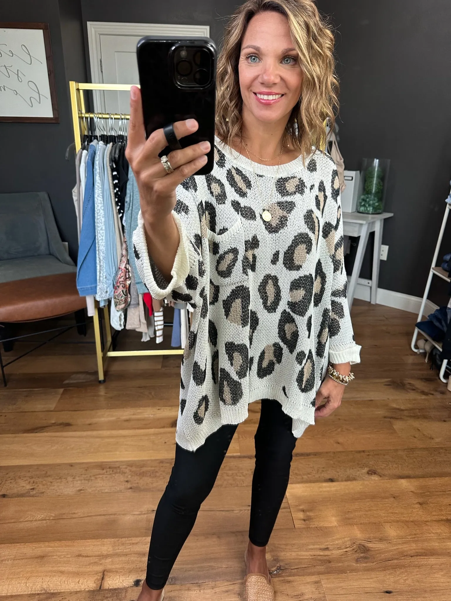 What I Heard Dolman Lightweight Knit Top - Ivory/Taupe