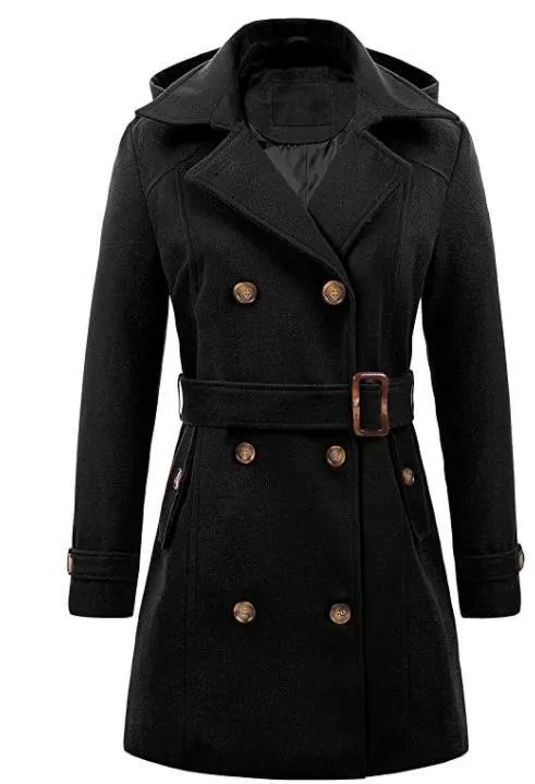 Women Woolen Hooded Coat
