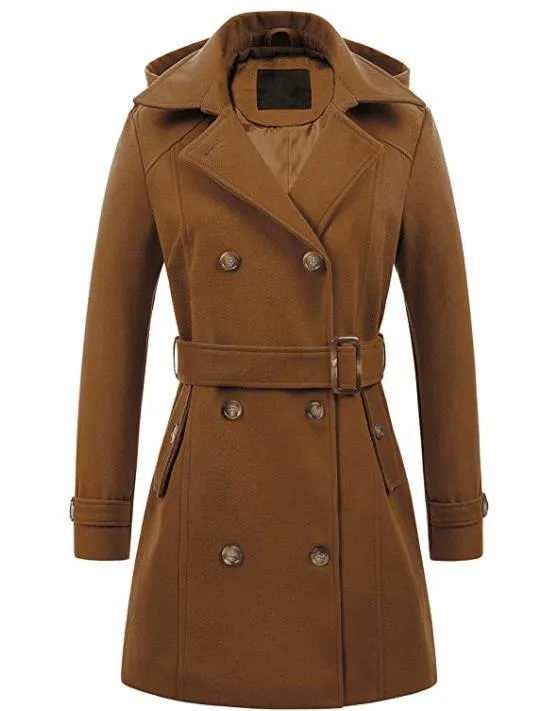 Women Woolen Hooded Coat