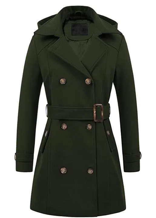 Women Woolen Hooded Coat