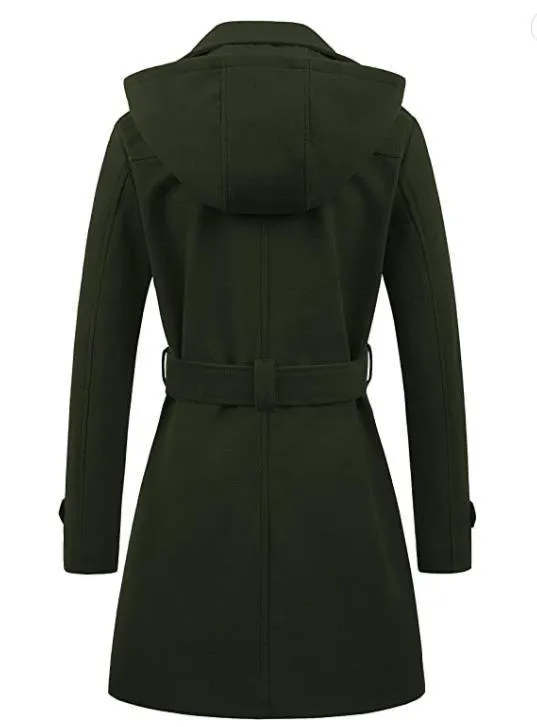 Women Woolen Hooded Coat