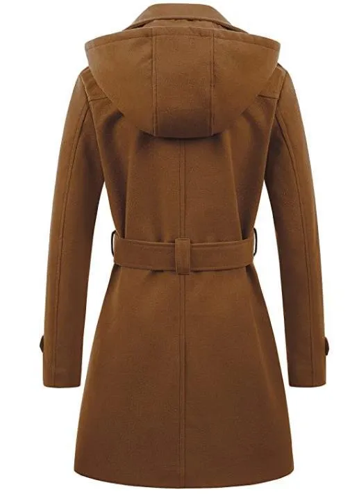 Women Woolen Hooded Coat