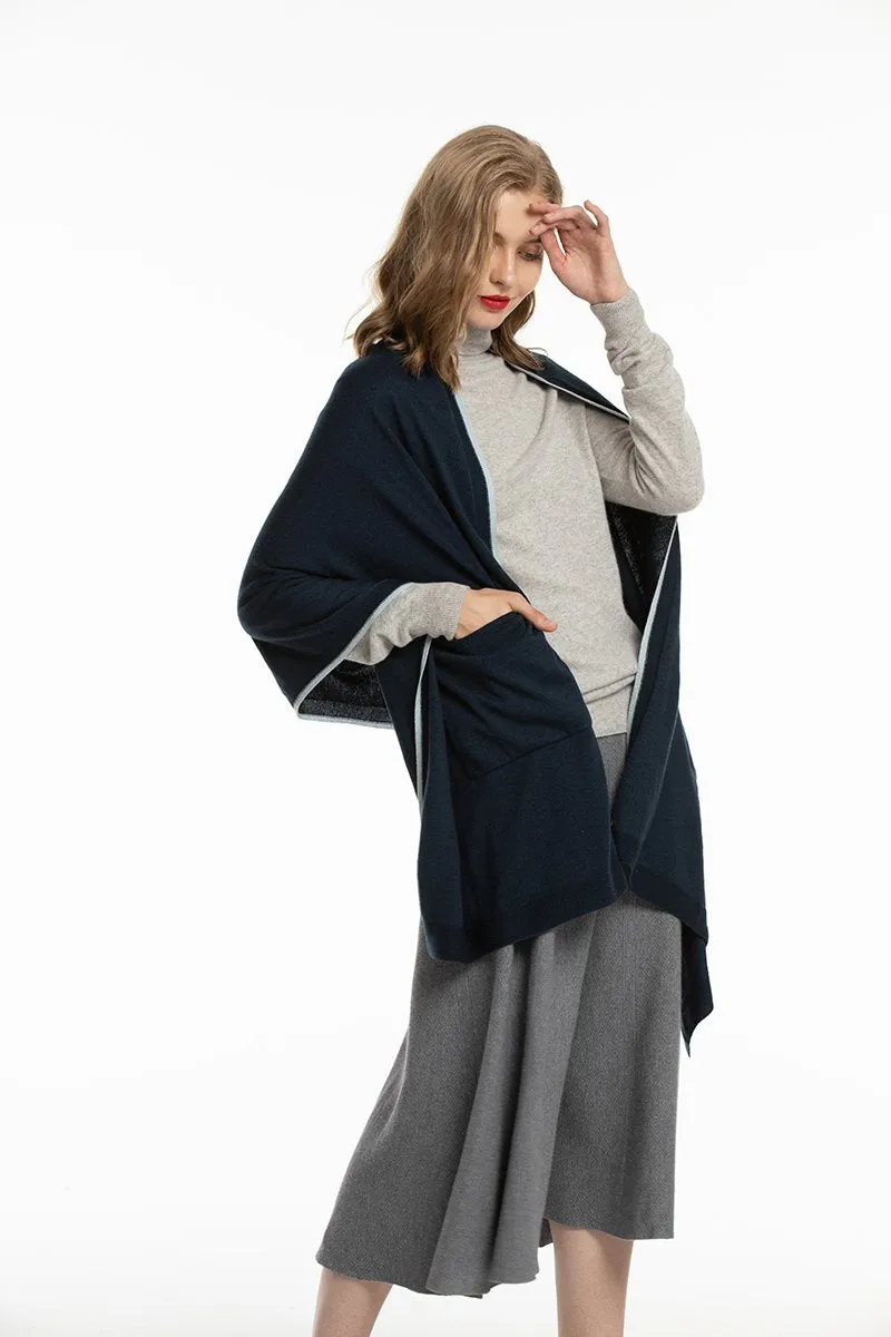 Women's Soft Knit Shawls with pockets Wool Blanket